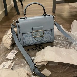 Coach Morgan Top Handle Satchel In Signature Chambray Silver/Cornflower Multi
